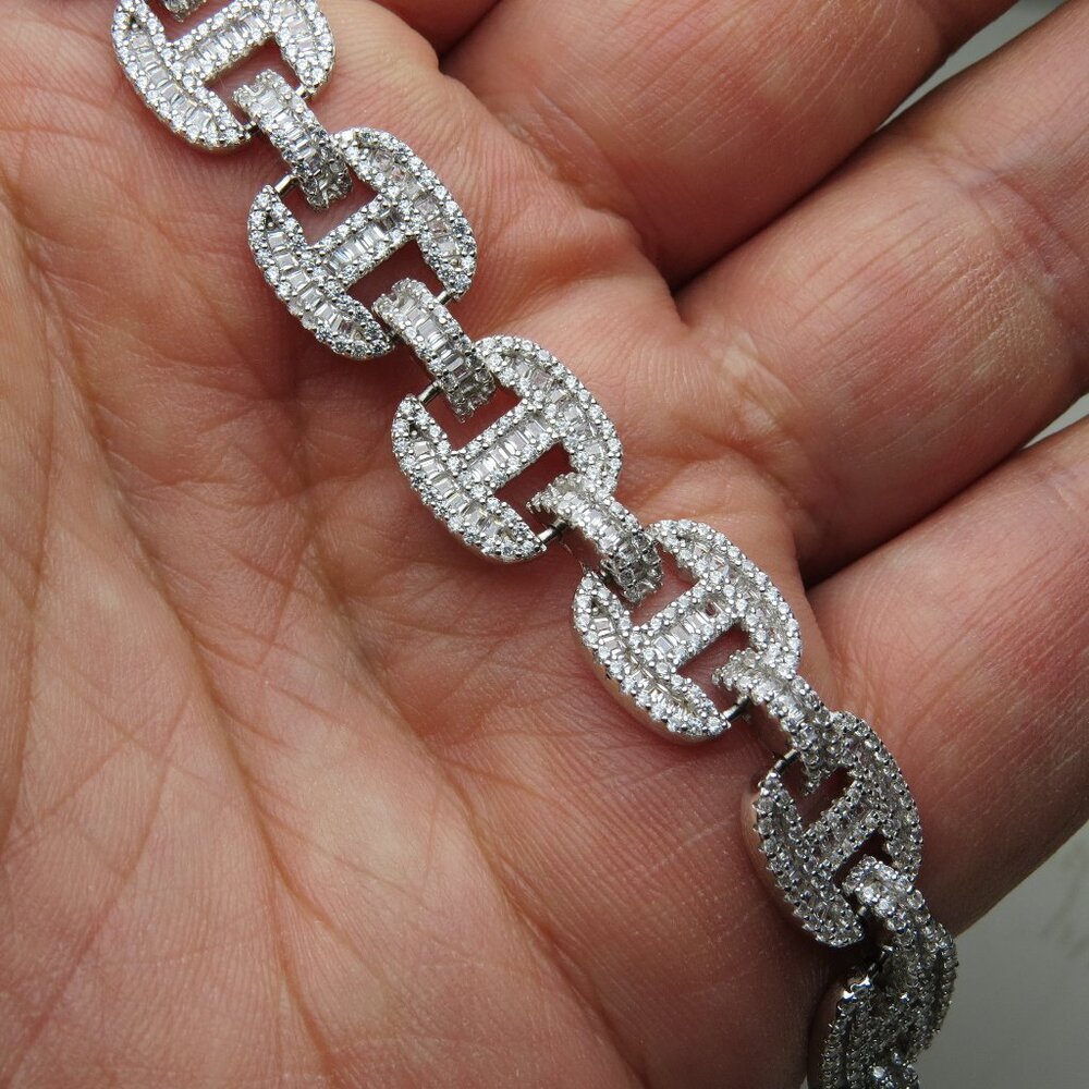 *925 Sterling Silver Men's Diamond Bracelet